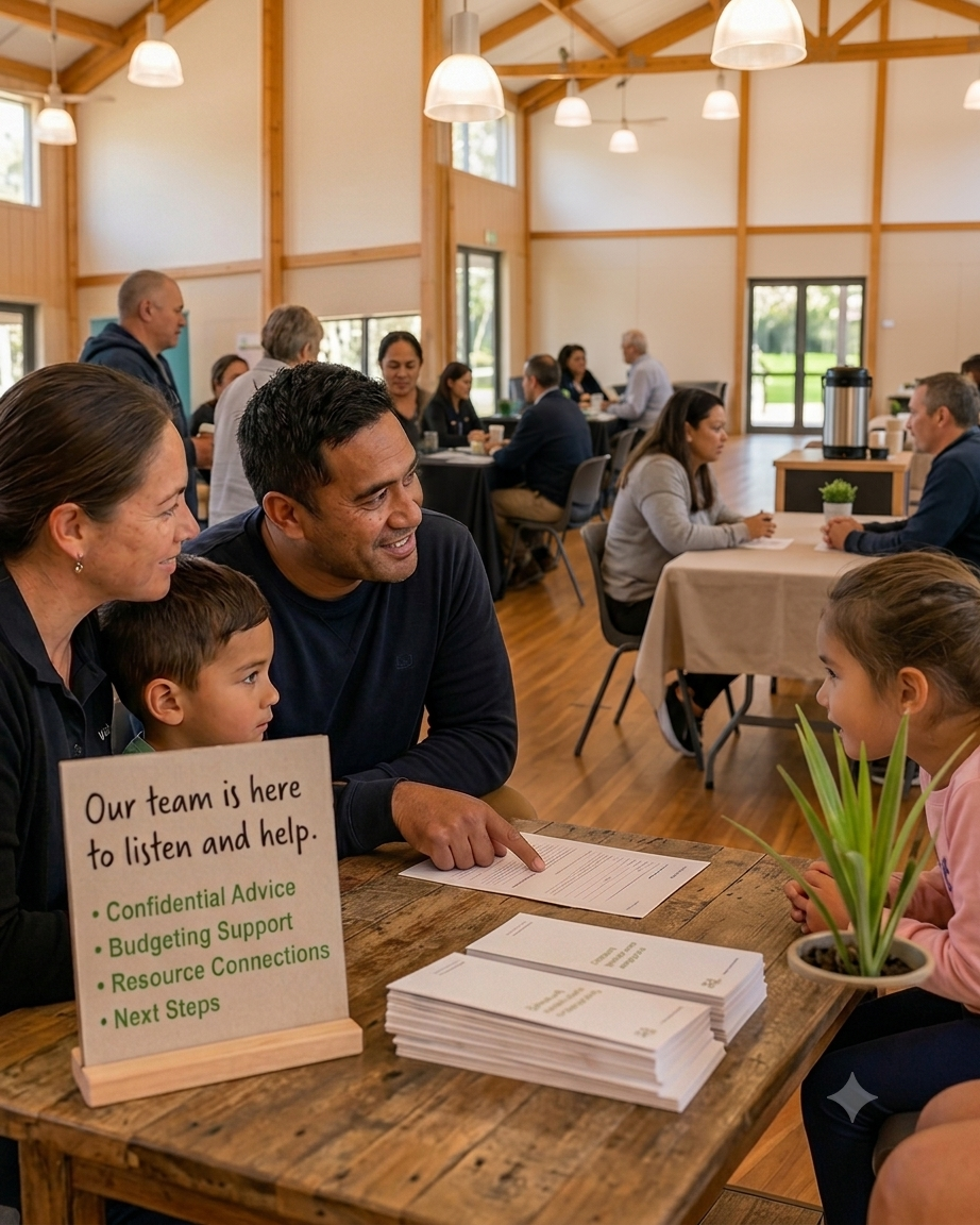 Community members at a Bring Your Bills event